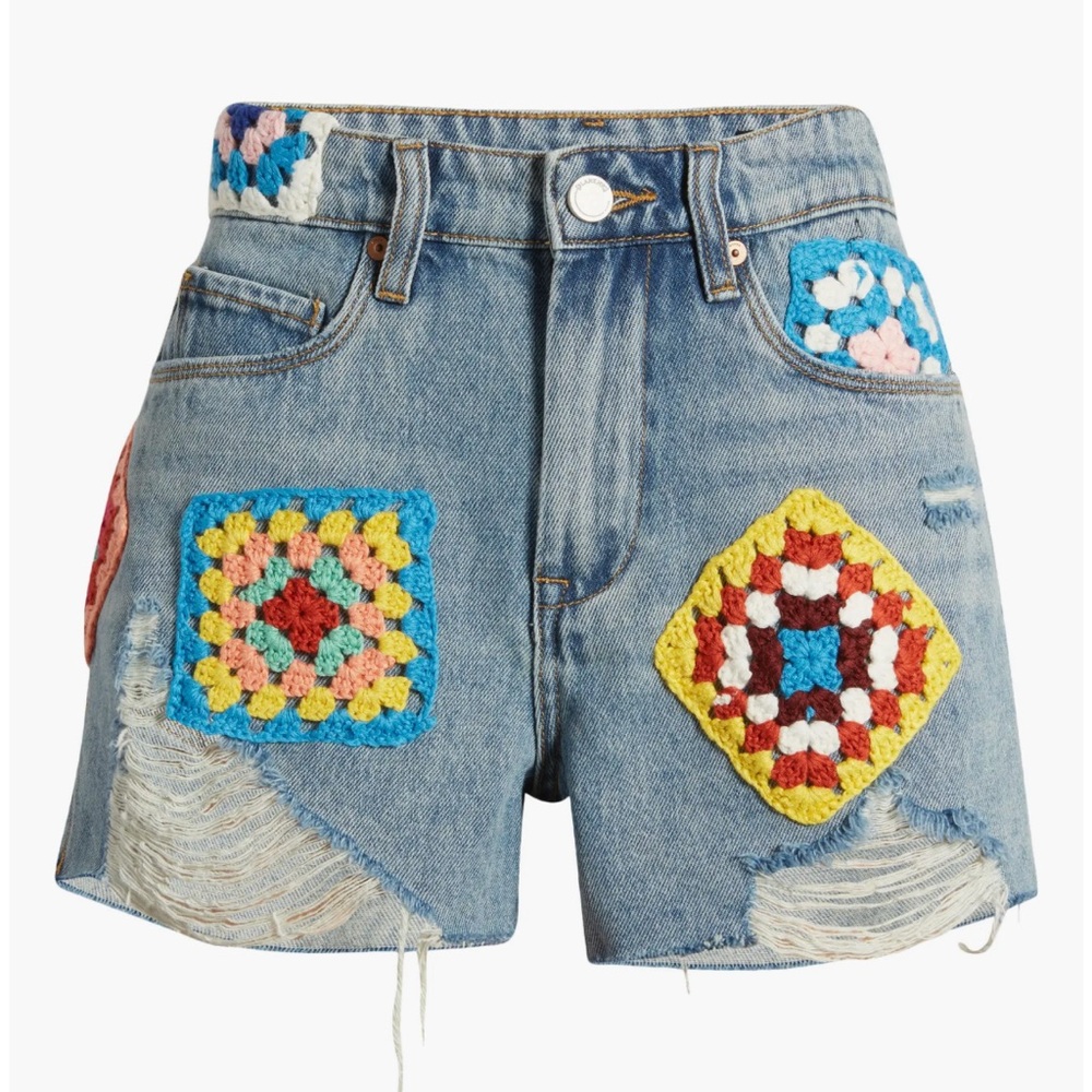 BLANK NYC Barrow Crochet Pocket Denim Shorts in Wildest Rhythm